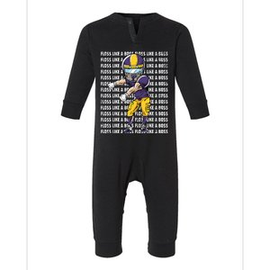 Floss Like A Boss Gold Purple Football Infant Fleece One Piece