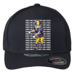 Floss Like A Boss Gold Purple Football Flexfit Unipanel Trucker Cap