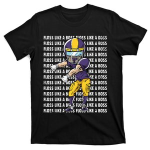 Floss Like A Boss Gold Purple Football T-Shirt