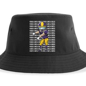 Floss Like A Boss Gold Purple Football Sustainable Bucket Hat