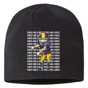 Floss Like A Boss Gold Purple Football Sustainable Beanie