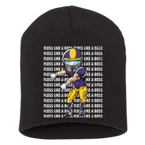 Floss Like A Boss Gold Purple Football Short Acrylic Beanie