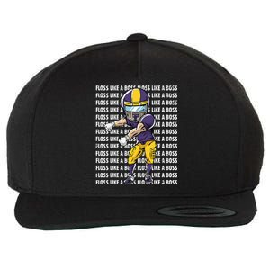 Floss Like A Boss Gold Purple Football Wool Snapback Cap