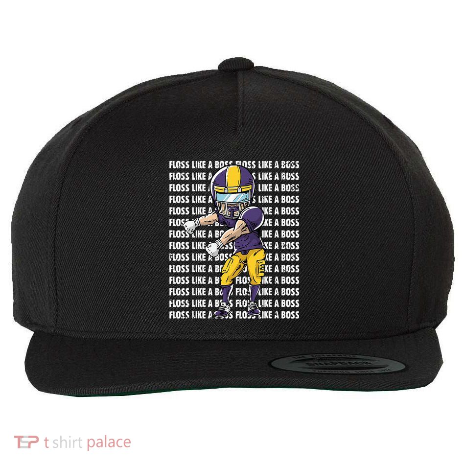 Floss Like A Boss Gold Purple Football Wool Snapback Cap