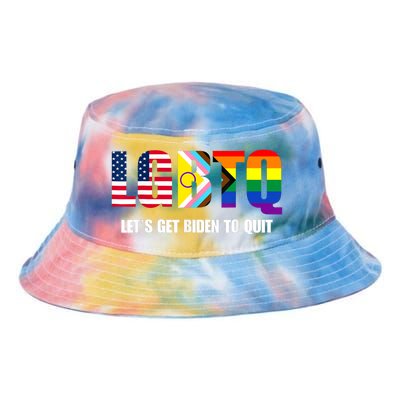 Funny LGBTQ Anti Biden Lets Get Biden To Quite Tie Dye Newport Bucket Hat