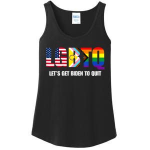 Funny LGBTQ Anti Biden Lets Get Biden To Quite Ladies Essential Tank