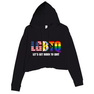 Funny LGBTQ Anti Biden Lets Get Biden To Quite Crop Fleece Hoodie