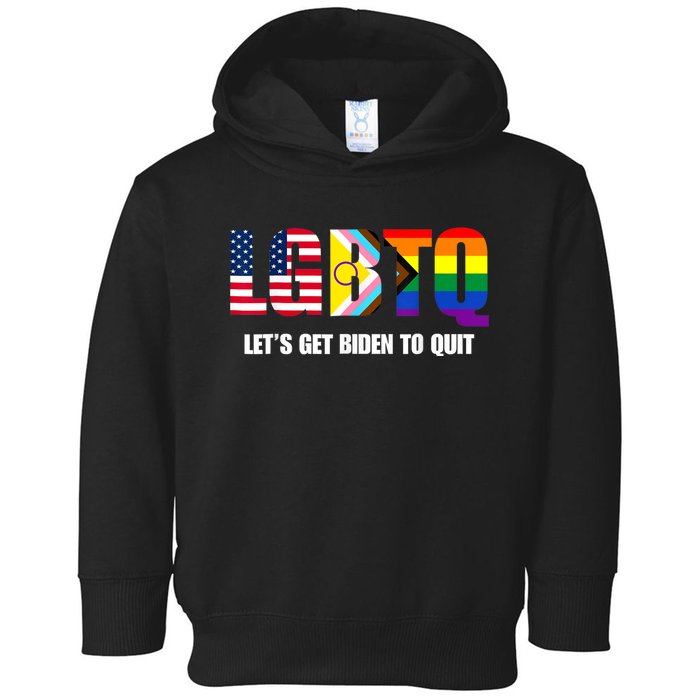 Funny LGBTQ Anti Biden Lets Get Biden To Quite Toddler Hoodie