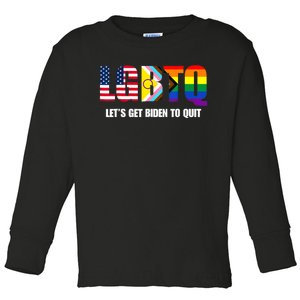 Funny LGBTQ Anti Biden Lets Get Biden To Quite Toddler Long Sleeve Shirt