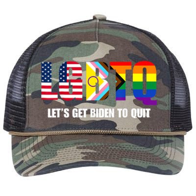 Funny LGBTQ Anti Biden Lets Get Biden To Quite Retro Rope Trucker Hat Cap