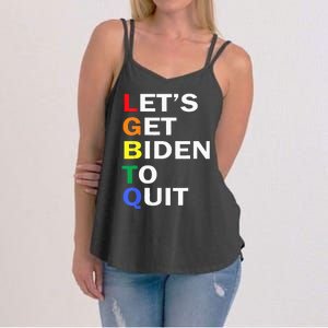 Funny LGBTQ Anti Biden Let's Get Biden To Quite Women's Strappy Tank