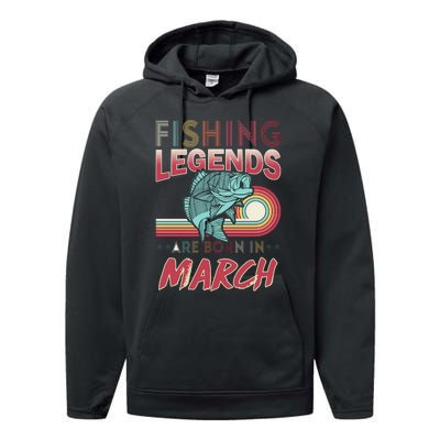 Fishing Legends Are Born In March Performance Fleece Hoodie