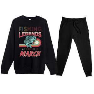 Fishing Legends Are Born In March Premium Crewneck Sweatsuit Set