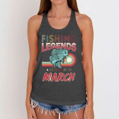 Fishing Legends Are Born In March Women's Knotted Racerback Tank