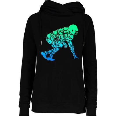 Football Lineman American Football Womens Funnel Neck Pullover Hood