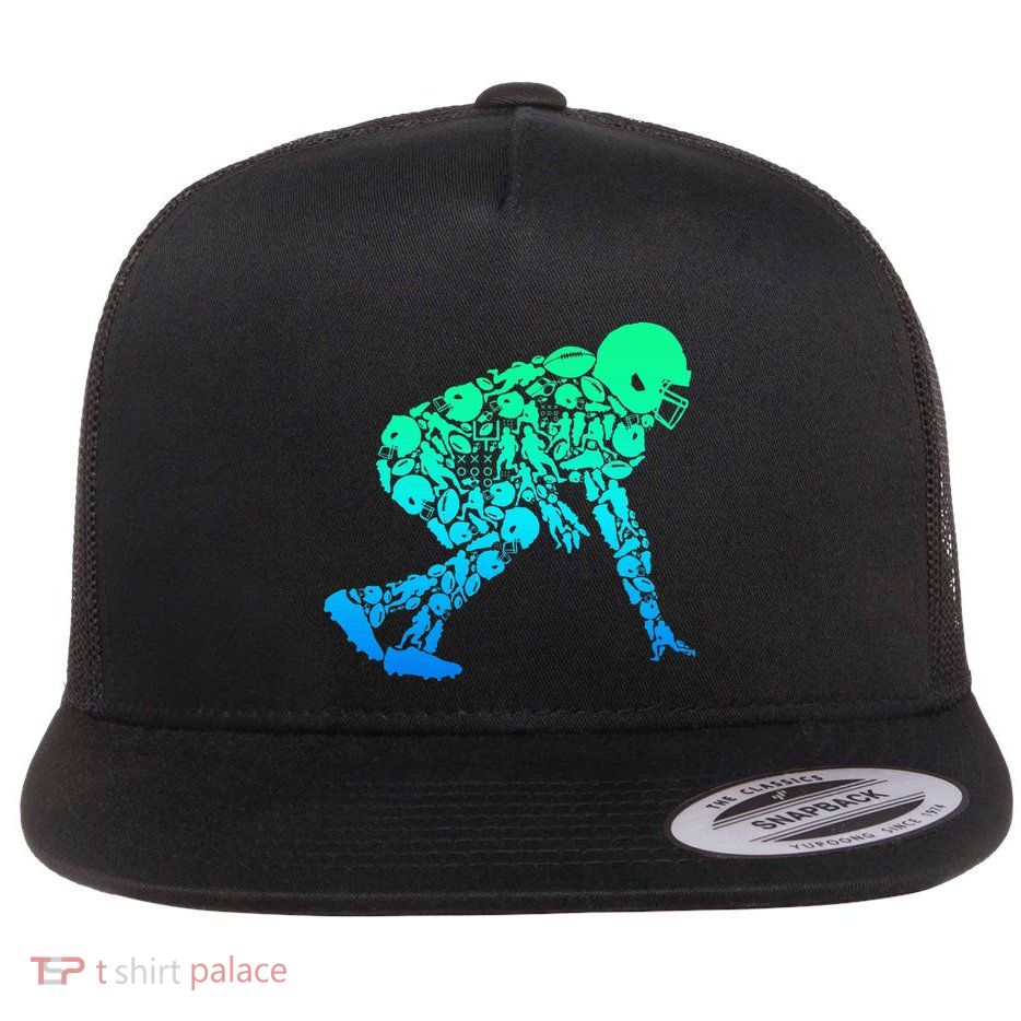 Football Lineman American Football Flat Bill Trucker Hat