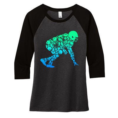 Football Lineman American Football Women's Tri-Blend 3/4-Sleeve Raglan Shirt