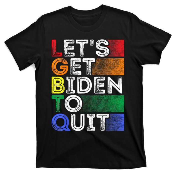 Funny LGBTQ Anti Biden Lets Get Biden To Quite T-Shirt