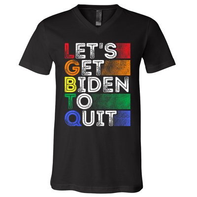 Funny LGBTQ Anti Biden Lets Get Biden To Quite V-Neck T-Shirt