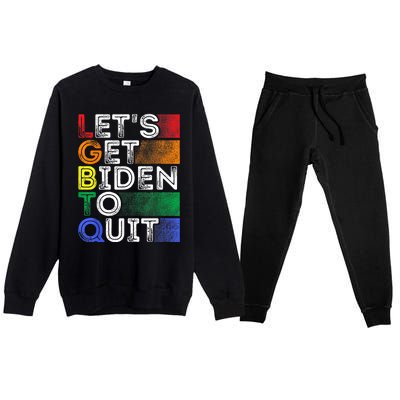 Funny LGBTQ Anti Biden Lets Get Biden To Quite Premium Crewneck Sweatsuit Set