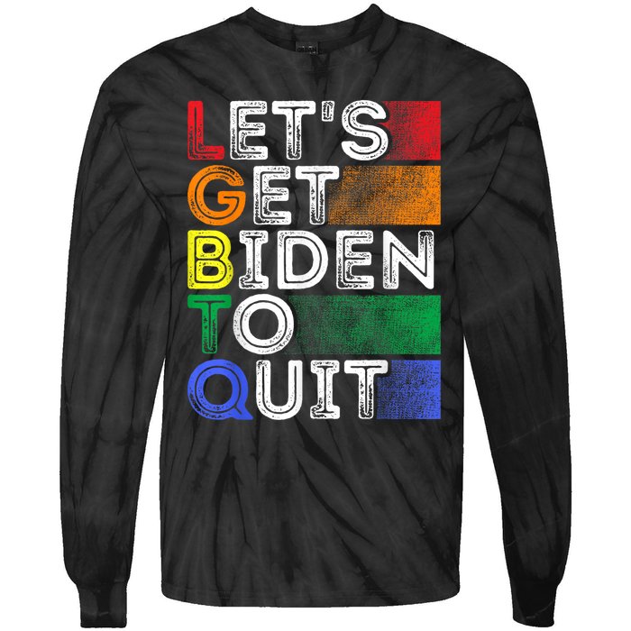 Funny LGBTQ Anti Biden Lets Get Biden To Quite Tie-Dye Long Sleeve Shirt