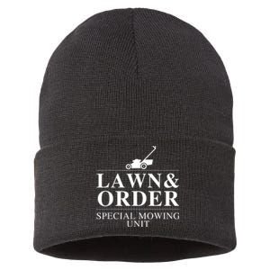 Funny Lawn And Order Special Mowing Unit Gift Sustainable Knit Beanie