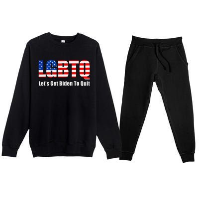 Funny Lgbtq Anti Biden LetS Get Biden To Quite Premium Crewneck Sweatsuit Set