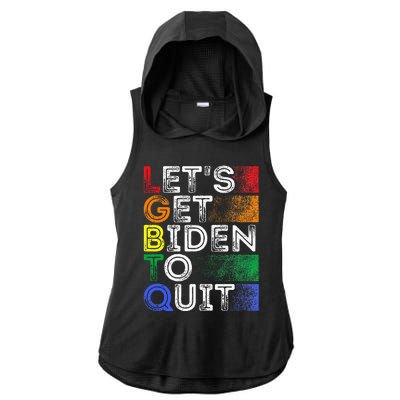 Funny Lgbtq Anti Biden LetS Get Biden To Quite Ladies PosiCharge Tri-Blend Wicking Draft Hoodie Tank