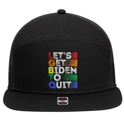 Funny Lgbtq Anti Biden LetS Get Biden To Quite 7 Panel Mesh Trucker Snapback Hat