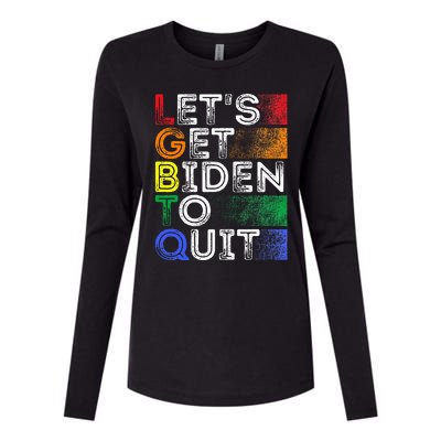 Funny Lgbtq Anti Biden LetS Get Biden To Quite Womens Cotton Relaxed Long Sleeve T-Shirt