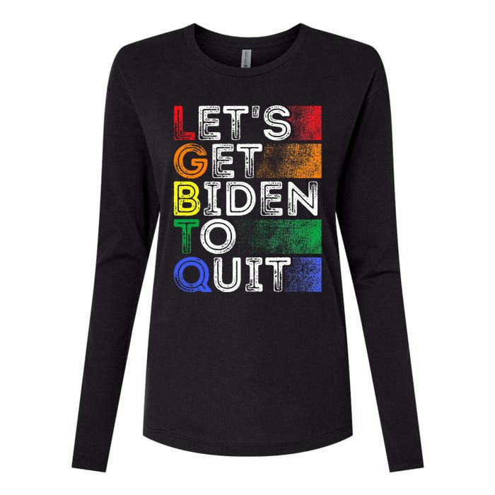 Funny Lgbtq Anti Biden LetS Get Biden To Quite Womens Cotton Relaxed Long Sleeve T-Shirt