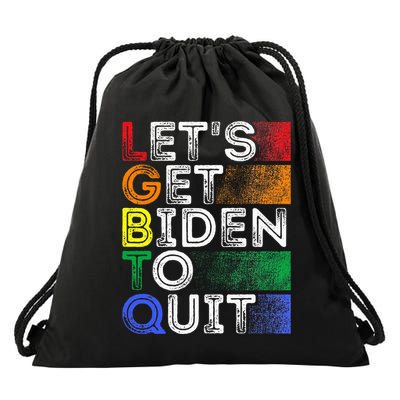 Funny Lgbtq Anti Biden LetS Get Biden To Quite Drawstring Bag