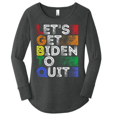 Funny Lgbtq Anti Biden LetS Get Biden To Quite Women's Perfect Tri Tunic Long Sleeve Shirt