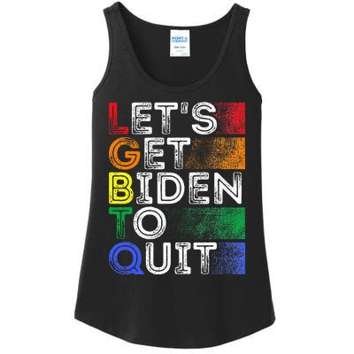 Funny Lgbtq Anti Biden LetS Get Biden To Quite Ladies Essential Tank