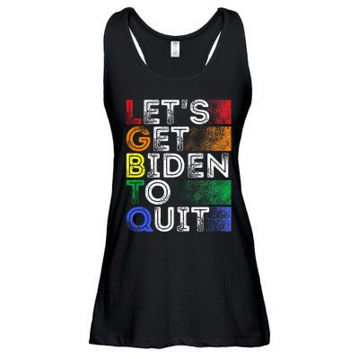 Funny Lgbtq Anti Biden LetS Get Biden To Quite Ladies Essential Flowy Tank