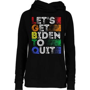 Funny Lgbtq Anti Biden LetS Get Biden To Quite Womens Funnel Neck Pullover Hood