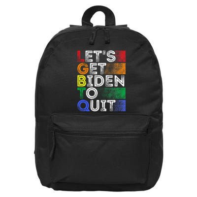 Funny Lgbtq Anti Biden LetS Get Biden To Quite 16 in Basic Backpack