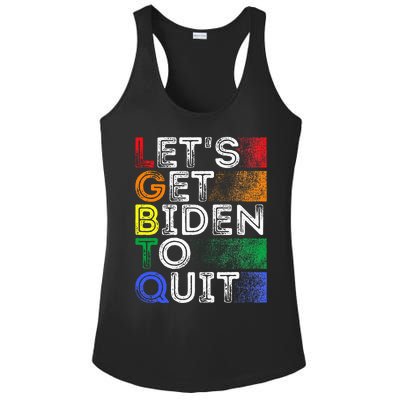 Funny Lgbtq Anti Biden LetS Get Biden To Quite Ladies PosiCharge Competitor Racerback Tank