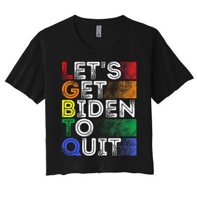 Funny Lgbtq Anti Biden LetS Get Biden To Quite Women's Crop Top Tee