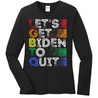 Funny Lgbtq Anti Biden LetS Get Biden To Quite Ladies Long Sleeve Shirt