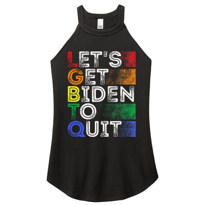 Funny Lgbtq Anti Biden LetS Get Biden To Quite Women's Perfect Tri Rocker Tank