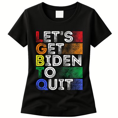 Funny Lgbtq Anti Biden LetS Get Biden To Quite Womens T-Shirt
