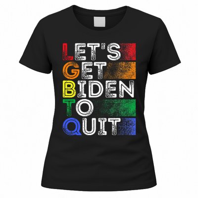 Funny Lgbtq Anti Biden LetS Get Biden To Quite Women's T-Shirt