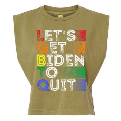 Funny Lgbtq Anti Biden LetS Get Biden To Quite Garment-Dyed Women's Muscle Tee