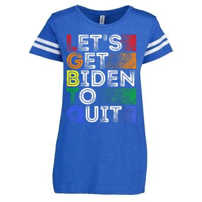 Funny Lgbtq Anti Biden LetS Get Biden To Quite Enza Ladies Jersey Football T-Shirt