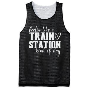 Feelin' Like A Train Station Kind Of Day Funny Mesh Reversible Basketball Jersey Tank