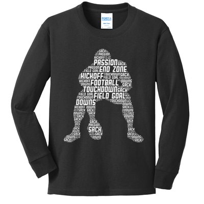 Football Lineman American Football Kids Long Sleeve Shirt