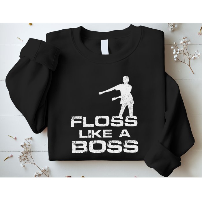 Floss Like A Boss Funny Dance Distress Sweatshirt