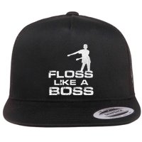 Floss Like A Boss Funny Dance Distress Flat Bill Trucker Hat