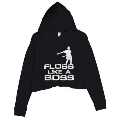 Floss Like A Boss Funny Dance Distress Crop Fleece Hoodie